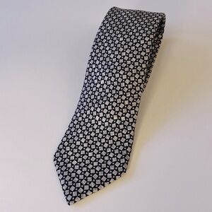 EDWARD ARMAH SILK TIE BLACK WITH WHITE MIXED PATTERN NWOT